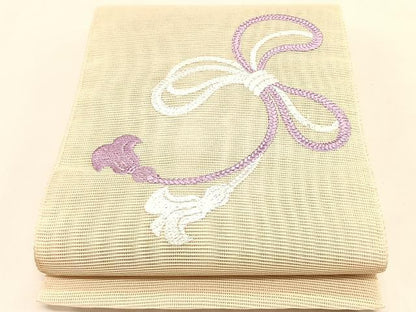 平和屋着物＊夏物　八寸名古屋帯　総刺繍　結び紐文　CABJ4771fb