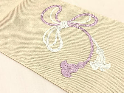 平和屋着物＊夏物　八寸名古屋帯　総刺繍　結び紐文　CABJ4771fb