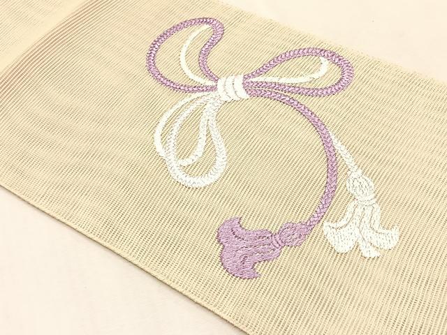 平和屋着物＊夏物　八寸名古屋帯　総刺繍　結び紐文　CABJ4771fb