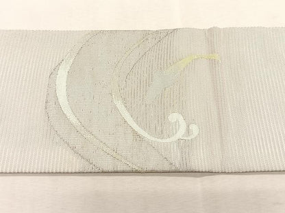 平和屋着物＊夏物　九寸名古屋帯　魚　流水文　銀糸　正絹　逸品　CABJ4772fb