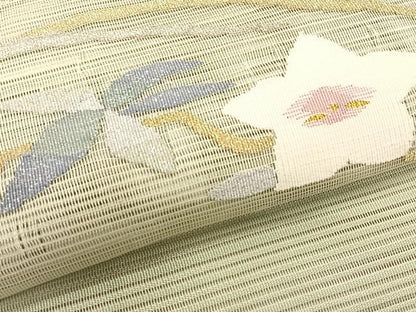 平和屋着物＊夏物　八寸名古屋帯　絽綴れ　桔梗　金銀糸　正絹　逸品　CABJ4778fb