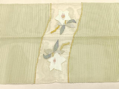 平和屋着物＊夏物　八寸名古屋帯　絽綴れ　桔梗　金銀糸　正絹　逸品　CABJ4778fb