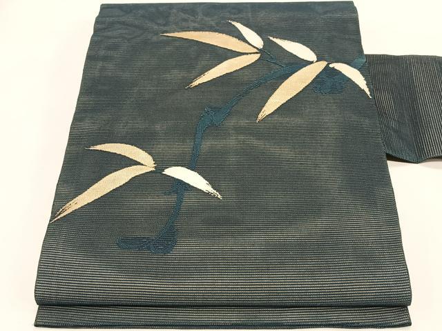 平和屋着物＊夏物　九寸名古屋帯　枝葉文　正絹　逸品　CABJ4780fb