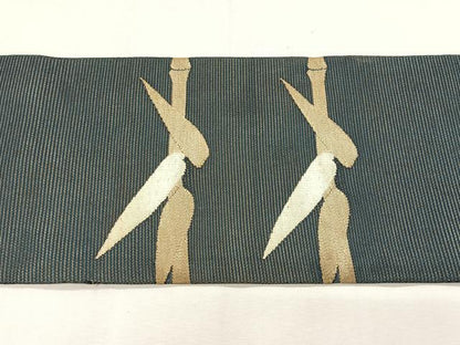平和屋着物＊夏物　九寸名古屋帯　枝葉文　正絹　逸品　CABJ4780fb