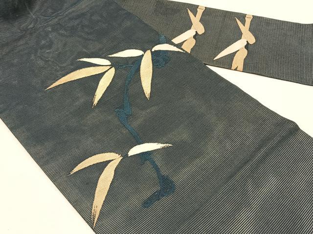 平和屋着物＊夏物　九寸名古屋帯　枝葉文　正絹　逸品　CABJ4780fb