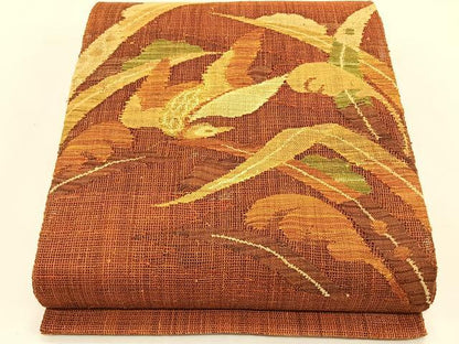 平和屋着物＊夏物　八寸名古屋帯　枝葉文　正絹　逸品　CABJ4781fb