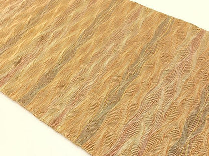 平和屋着物＊夏物　八寸名古屋帯　よろけ縞　正絹　逸品　CABJ4782fb