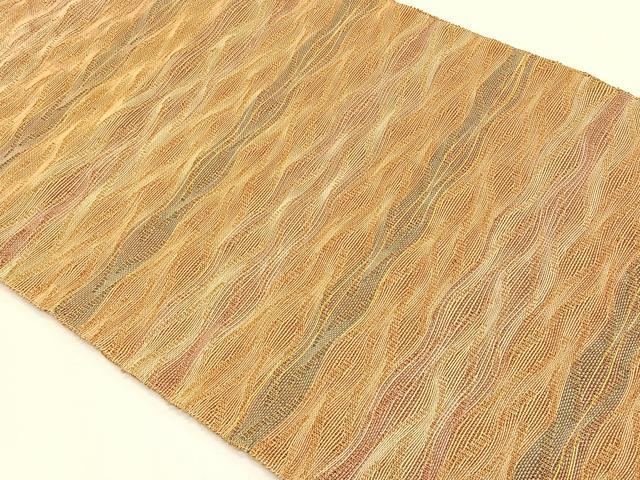 平和屋着物＊夏物　八寸名古屋帯　よろけ縞　正絹　逸品　CABJ4782fb