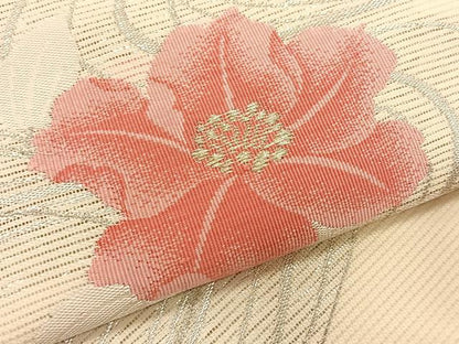 平和屋着物＊夏物　九寸名古屋帯　流水枝花文　金銀糸　正絹　逸品　CABJ4783fb