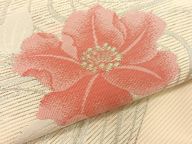 平和屋着物＊夏物　九寸名古屋帯　流水枝花文　金銀糸　正絹　逸品　CABJ4783fb