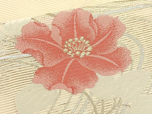平和屋着物＊夏物　九寸名古屋帯　流水枝花文　金銀糸　正絹　逸品　CABJ4783fb