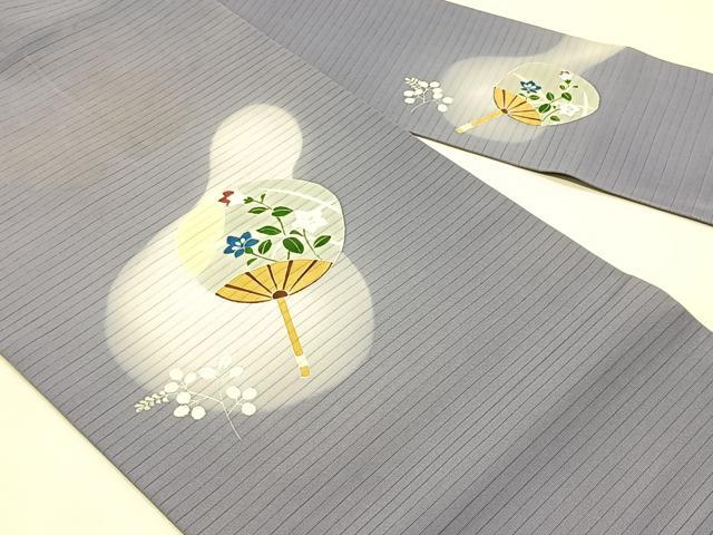 平和屋着物＊夏物　絽塩瀬　九寸名古屋帯　団扇桔梗文　銀彩　正絹　逸品　CABJ4785fb