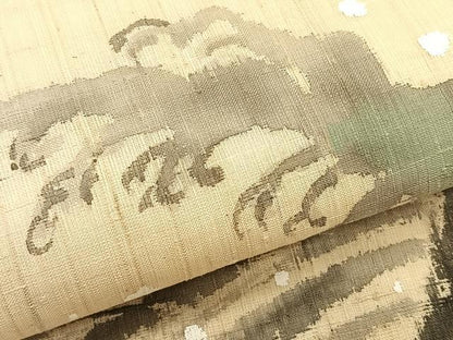 平和屋着物＊夏物　九寸名古屋帯　手描き　紬地　立波文　正絹　逸品　CABJ4792fb