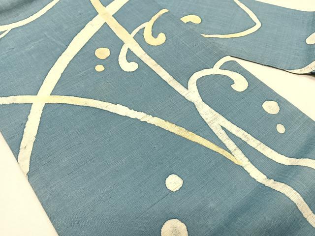 平和屋着物＊夏物　九寸名古屋帯　ろうけつ染め　抽象文様　麻　逸品　CABJ4793fb