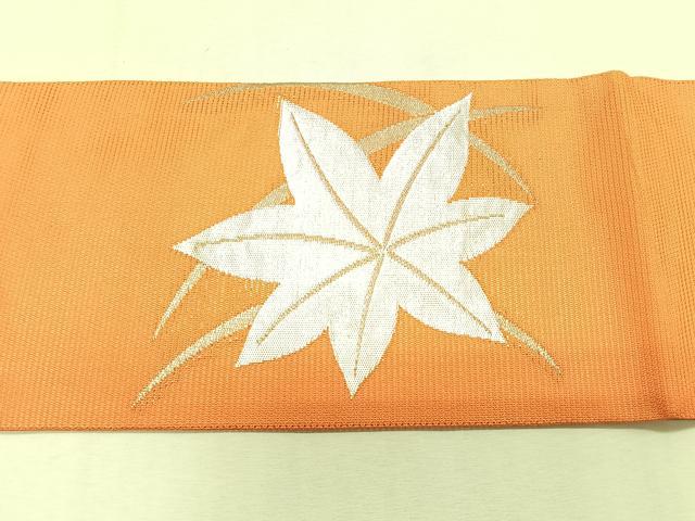 平和屋着物＊夏物　九寸名古屋帯　楓文　金銀糸　正絹　逸品　CABJ4798fb