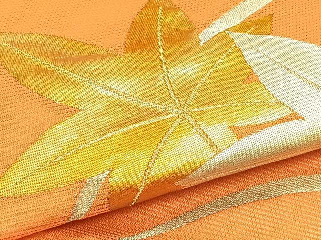 平和屋着物＊夏物　九寸名古屋帯　楓文　金銀糸　正絹　逸品　CABJ4798fb