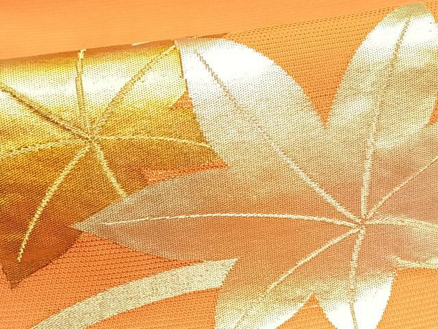 平和屋着物＊夏物　九寸名古屋帯　楓文　金銀糸　正絹　逸品　CABJ4798fb