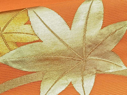 平和屋着物＊夏物　九寸名古屋帯　楓文　金銀糸　正絹　逸品　CABJ4798fb