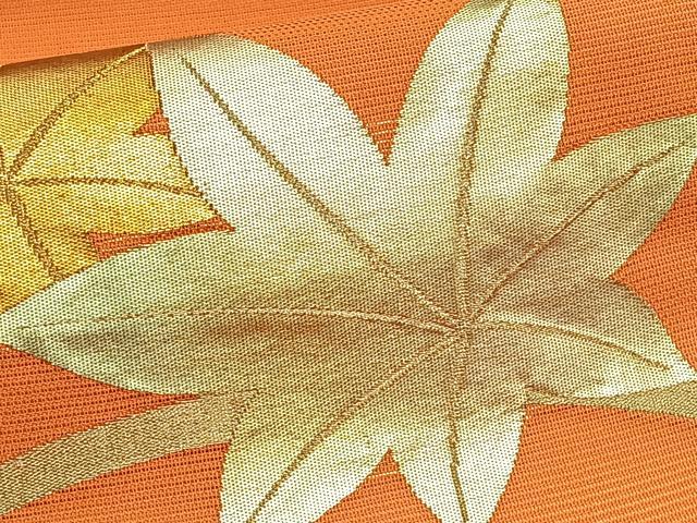 平和屋着物＊夏物　九寸名古屋帯　楓文　金銀糸　正絹　逸品　CABJ4798fb