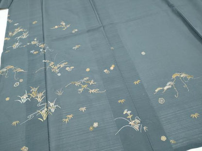 平和屋着物＊夏物　訪問着　変わり絽　総刺繍　松竹梅　金糸　正絹　逸品　CABJ4801hy