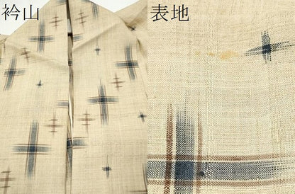 平和屋着物＊夏物　生紬　絣文様　正絹　逸品　CABJ4820hy