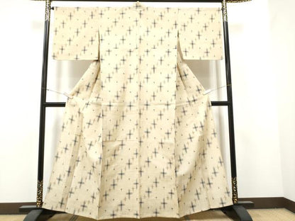 平和屋着物＊夏物　生紬　絣文様　正絹　逸品　CABJ4820hy