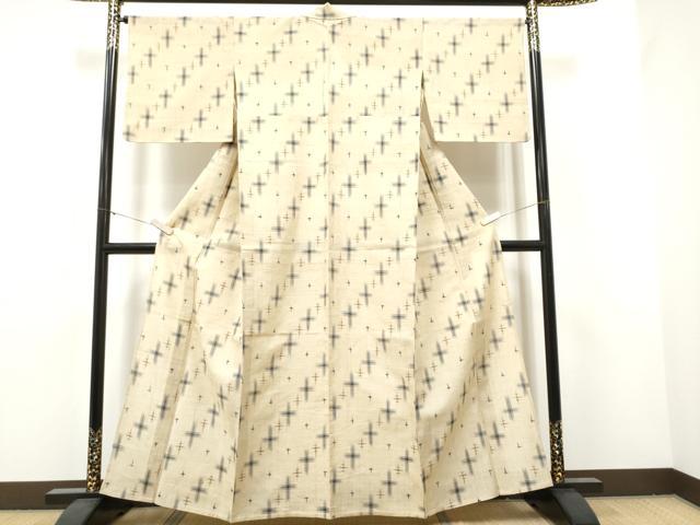 平和屋着物＊夏物　生紬　絣文様　正絹　逸品　CABJ4820hy