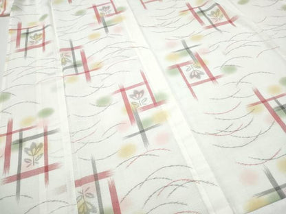 平和屋着物＊夏物　小紋　紗　草花文　洗える着物　CABJ4823hy