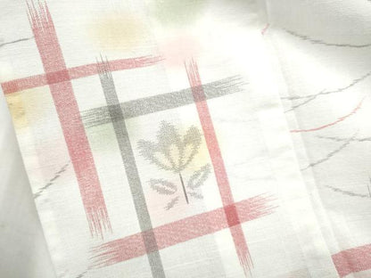 平和屋着物＊夏物　小紋　紗　草花文　洗える着物　CABJ4823hy