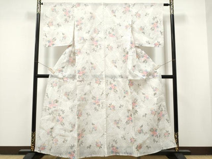 平和屋着物＊夏物　本場小千谷紬　草花文　麻　逸品　CABJ4825hy