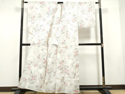 平和屋着物＊夏物　本場小千谷紬　草花文　麻　逸品　CABJ4825hy