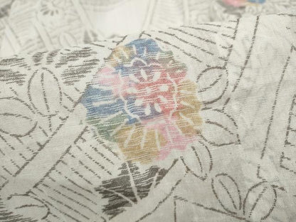 平和屋着物＊夏物　本場小千谷紬　草花文　麻　逸品　CABJ4825hy