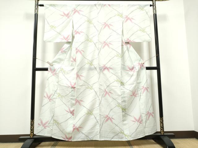 平和屋着物＊夏物　小紋　紗　笹　洗える着物　CABJ4827hy