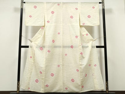 平和屋着物＊夏物　小紋　紗　舞花文　洗える着物　CABJ4829hy