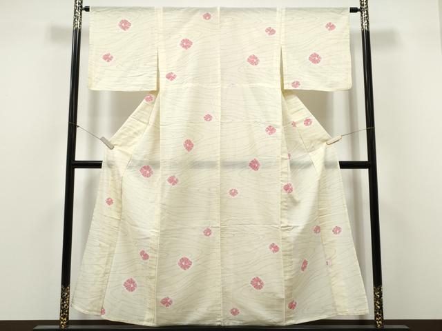 平和屋着物＊夏物　小紋　紗　舞花文　洗える着物　CABJ4829hy