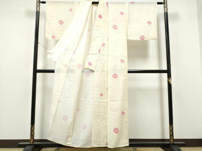 平和屋着物＊夏物　小紋　紗　舞花文　洗える着物　CABJ4829hy