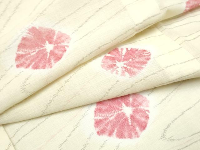 平和屋着物＊夏物　小紋　紗　舞花文　洗える着物　CABJ4829hy
