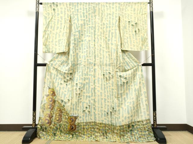 平和屋着物＊夏物　訪問着　紗紬　手描き　向日葵　仮絵羽　正絹　逸品　未使用　CABJ4830hy