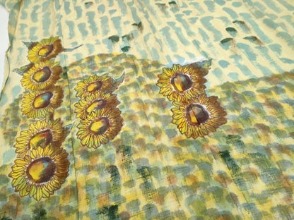 平和屋着物＊夏物　訪問着　紗紬　手描き　向日葵　仮絵羽　正絹　逸品　未使用　CABJ4830hy