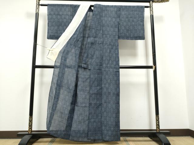 平和屋着物＊夏物　本場小千谷ちぢみ　蜀江花文　麻　逸品　CABJ4831hy