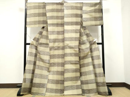 平和屋着物＊夏物　紗紬　市松霞文　正絹　逸品　CABJ4832hy