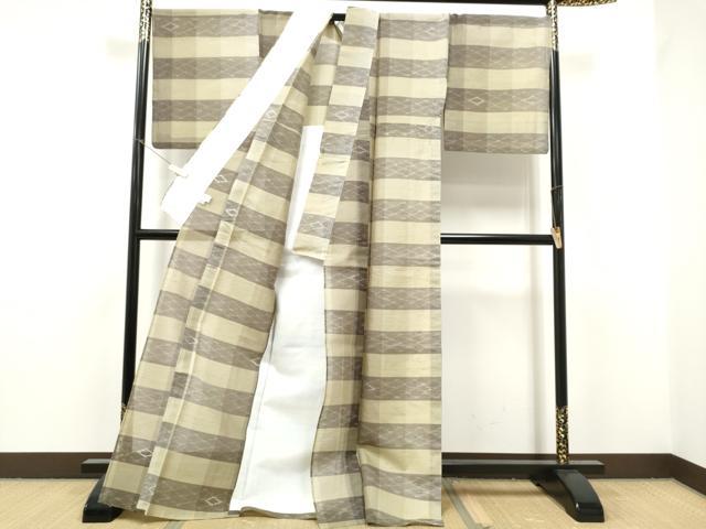 平和屋着物＊夏物　紗紬　市松霞文　正絹　逸品　CABJ4832hy