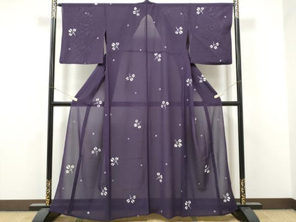 平和屋着物＊夏物　小紋　絽　総絞り　枝葉文　正絹　逸品　CABJ4834hy