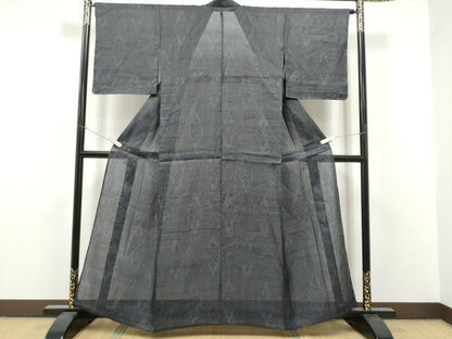平和屋着物＊夏物　石川県指定無形文化財　能登上布　本麻手織上布　菱花文　麻　逸品　CABJ4835hy