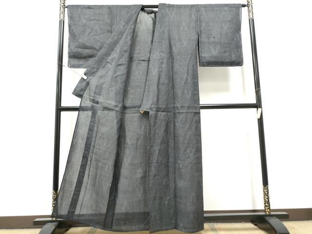 平和屋着物＊夏物　石川県指定無形文化財　能登上布　本麻手織上布　菱花文　麻　逸品　CABJ4835hy