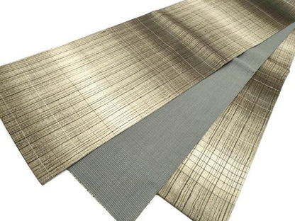 平和屋着物▽全通柄袋帯　スリーシーズン　春夏秋　手織　すくい織　杉村　格子柄　共箱付き　正絹　逸品　CABJ4838hy