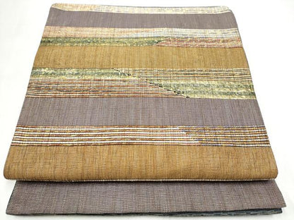 平和屋着物●両面　太鼓柄袋帯　霞文　金糸　正絹　逸品　CABJ4839hy