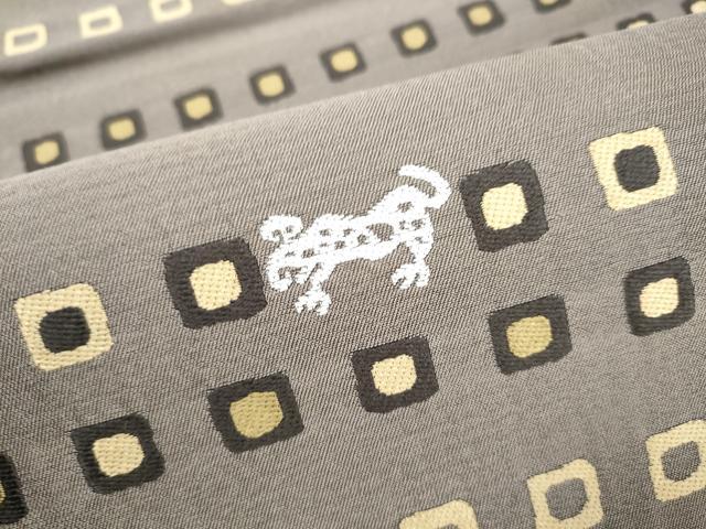 平和屋着物●両面　六通柄袋帯　幾何学文様　正絹　逸品　CABJ4844hy