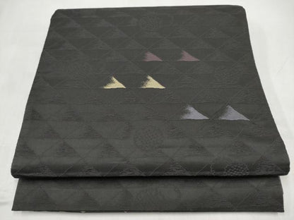 平和屋着物●両面　六通柄袋帯　幾何学文様　正絹　逸品　CABJ4844hy