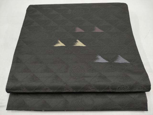 平和屋着物●両面　六通柄袋帯　幾何学文様　正絹　逸品　CABJ4844hy